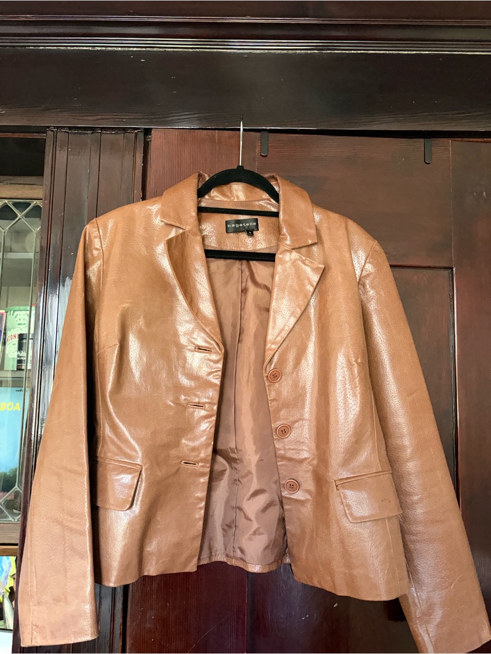 Bagatelle brown genuine leather blazer jacket